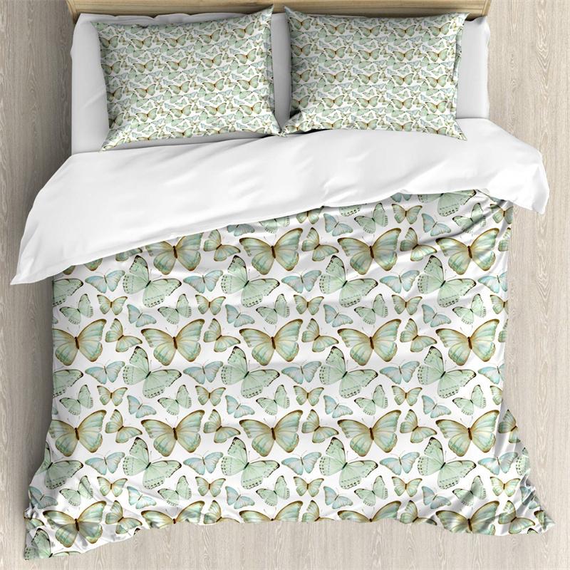 Comforter Butterfly Romantic Spring Theme Bedding Set Colorful Flying Butterflies Twin Full For Girls Teen Deocr