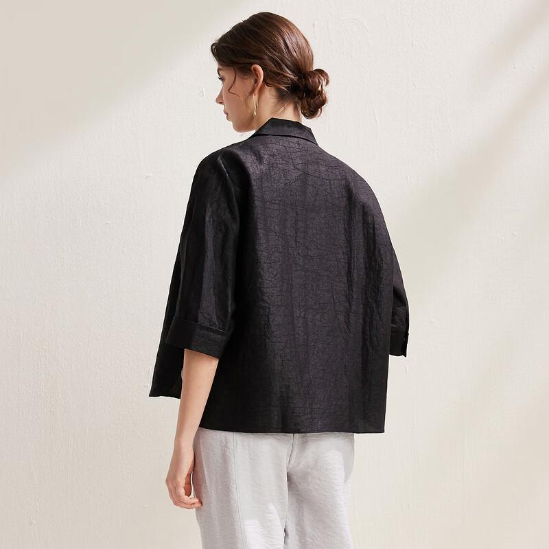 Zhaojun Women's Silk Embroidered Lapel Shirt