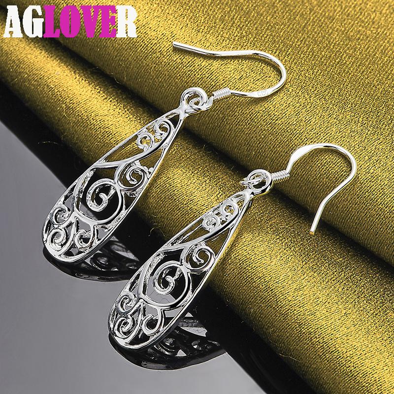 925 Sterling Silver Retro Geometric Drop Earring Jewelry