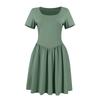 Women's Summer Casual Short Sleeve Dress U Neck A Line Pleated Swing Dresses Basic Short Dress With Pockets