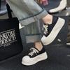 European muffin thick-soled leather big-headed bread shoes women's 2025 new muffin shoes versatile height-increasing casual shoes