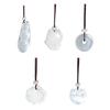 Delicate Ice Chalcedony Peace Sign Necklace Natural Stone Pendant Clavicle Chain Ethnic Accessory For Women