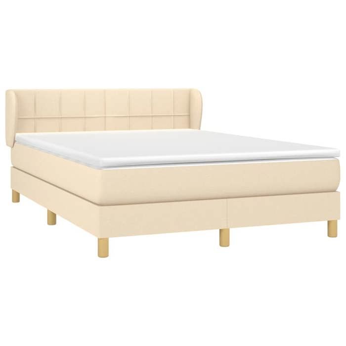 Cadre de lit avec matelas - Maison Exclusive - 140x190 cm - Sommier à lattes - Tissu crème