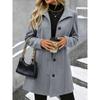 Fall Winter New Women's Mid-long Notched Collar Wool Blend Single-breasted Casual Coat