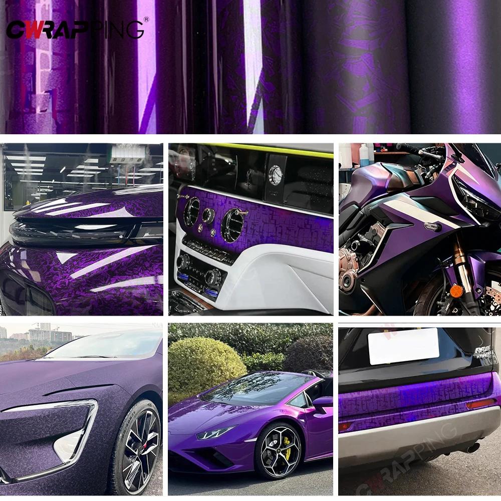 PET Purple Decorative Stickers Waterproof Self-adhesive Shine Matte Carbon Fiber Vinyl Film Home Furniture Car Creative Decals