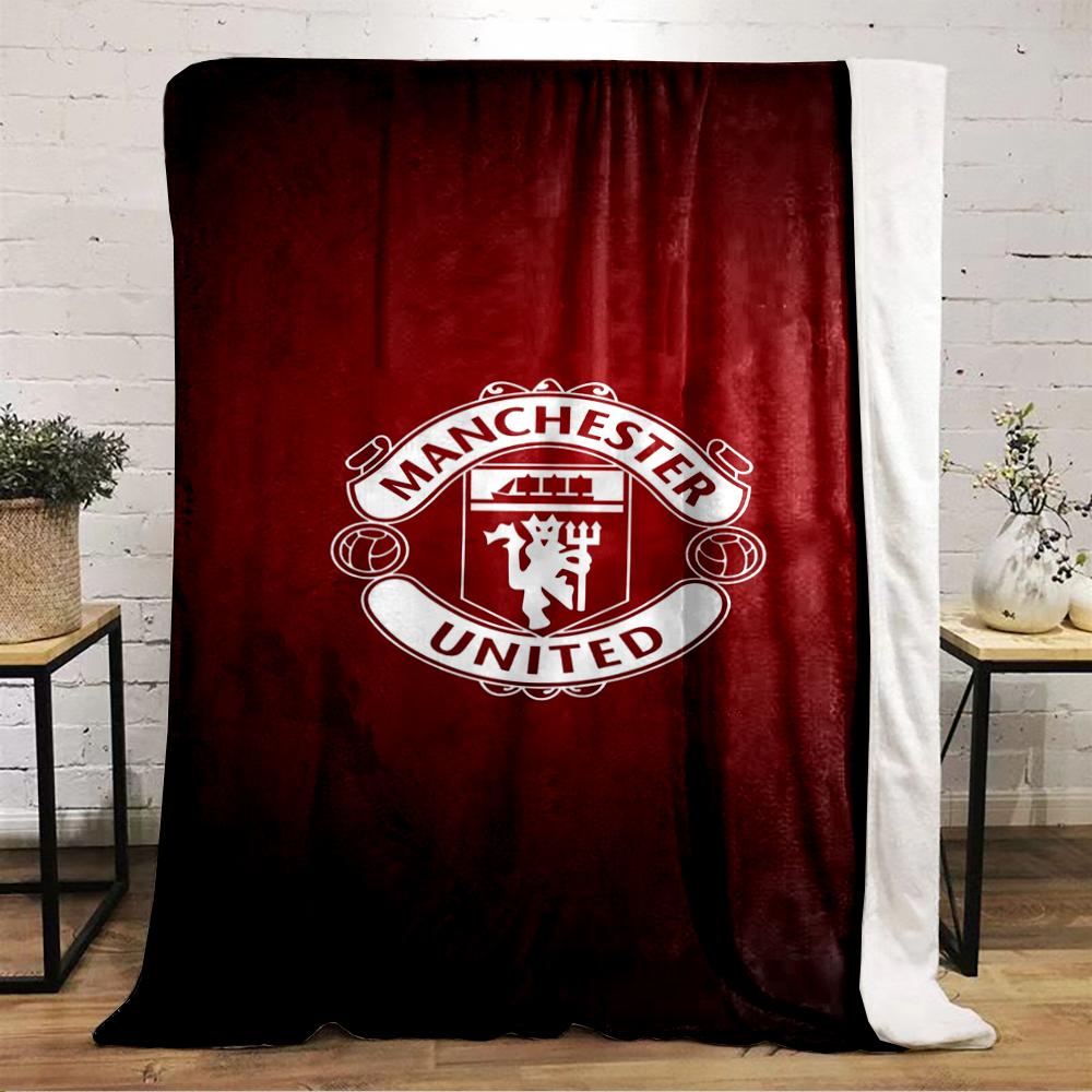Manchester United Logo Red Themed Flannel Blanket for Bedroom, Living Room, Sofa, and Nap