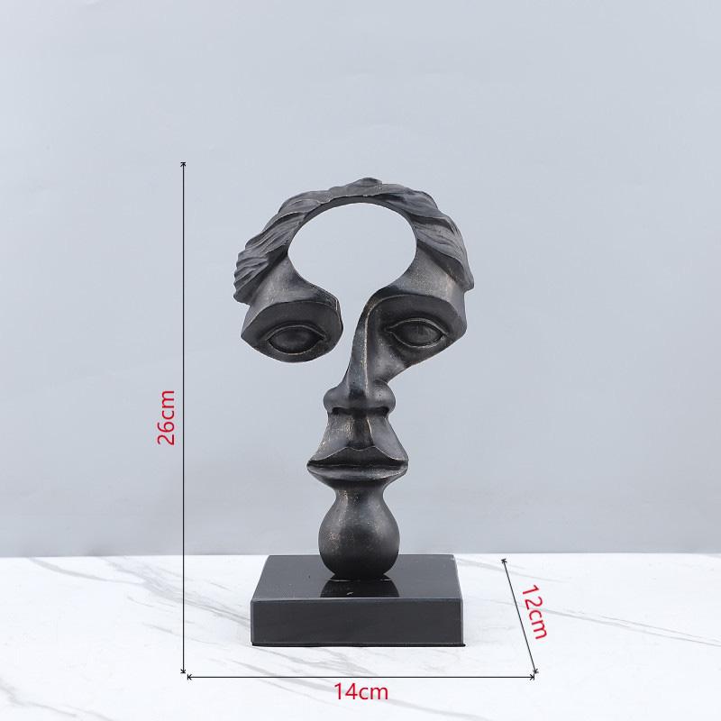 Minimalist Human Face Metal Statue Earphone Stand Desk Decoration Ornaments Abstract Character Sculpture Room Aesthetic Decor
