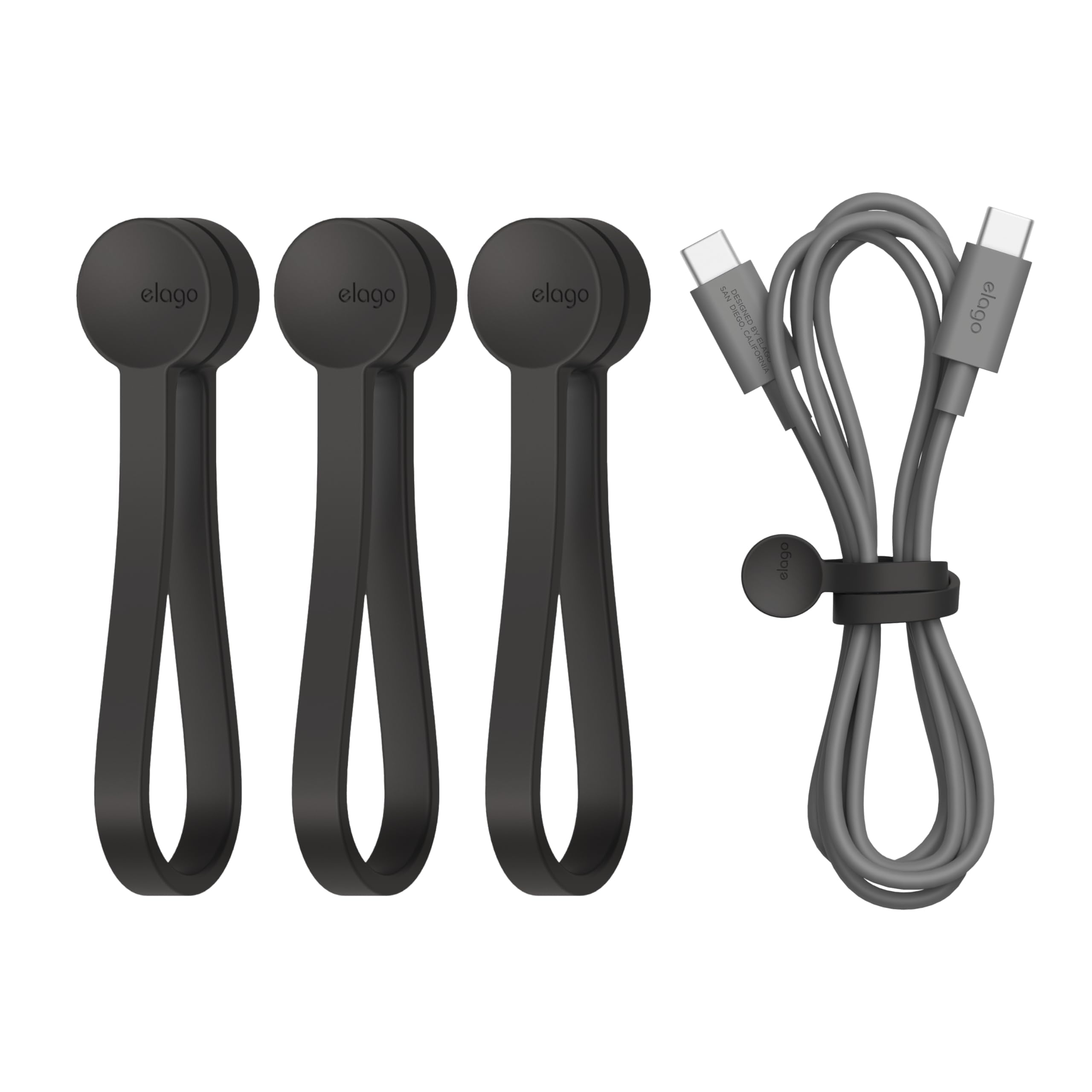 

Cable Silicone Magnetic Cable for Organizing Cords and Food Bag Key Magnet Cable Black elago Ties, 3-Pack, Ties, Reusable, Cables, Sealing, Holders, чорний
