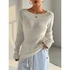 Women's Sweater Autumn Winter Ventilate Fashion Solid Color Rib Knit Long Sleeve One-Shoulder Casual Sweater