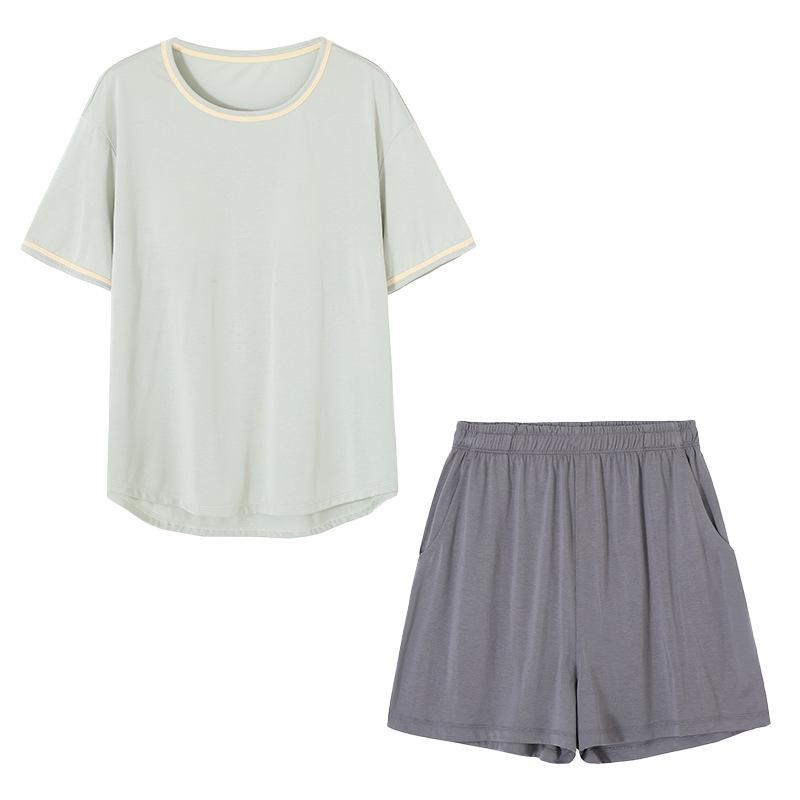 Pajamas with chest pads, women's summer modal short-sleeved shorts, loungewear, summer summer thin ice silk cool suit