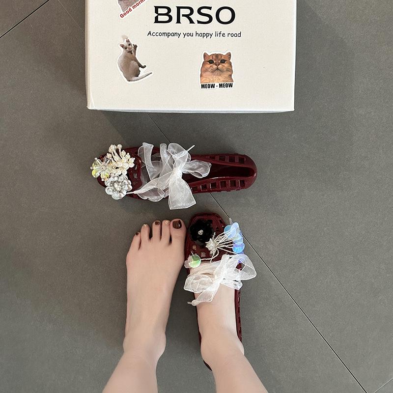 Korean version of fashionable versatile casual design bow Mary Jane shoes women's 2025 summer new exquisite ribbon single shoes