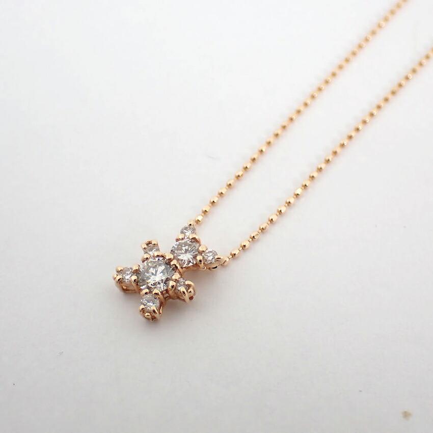 [Used] K14PG Diamond/0.34ct Necklace/Pendant/g512-35