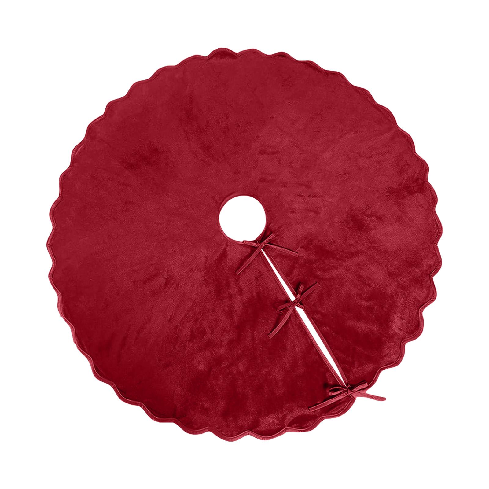 Velvet Christmas Tree Skirt Round Plush Fabric Decorative Holiday Base Cover with Bow Ties for Indoor Use 48 Inch Diameter One Size