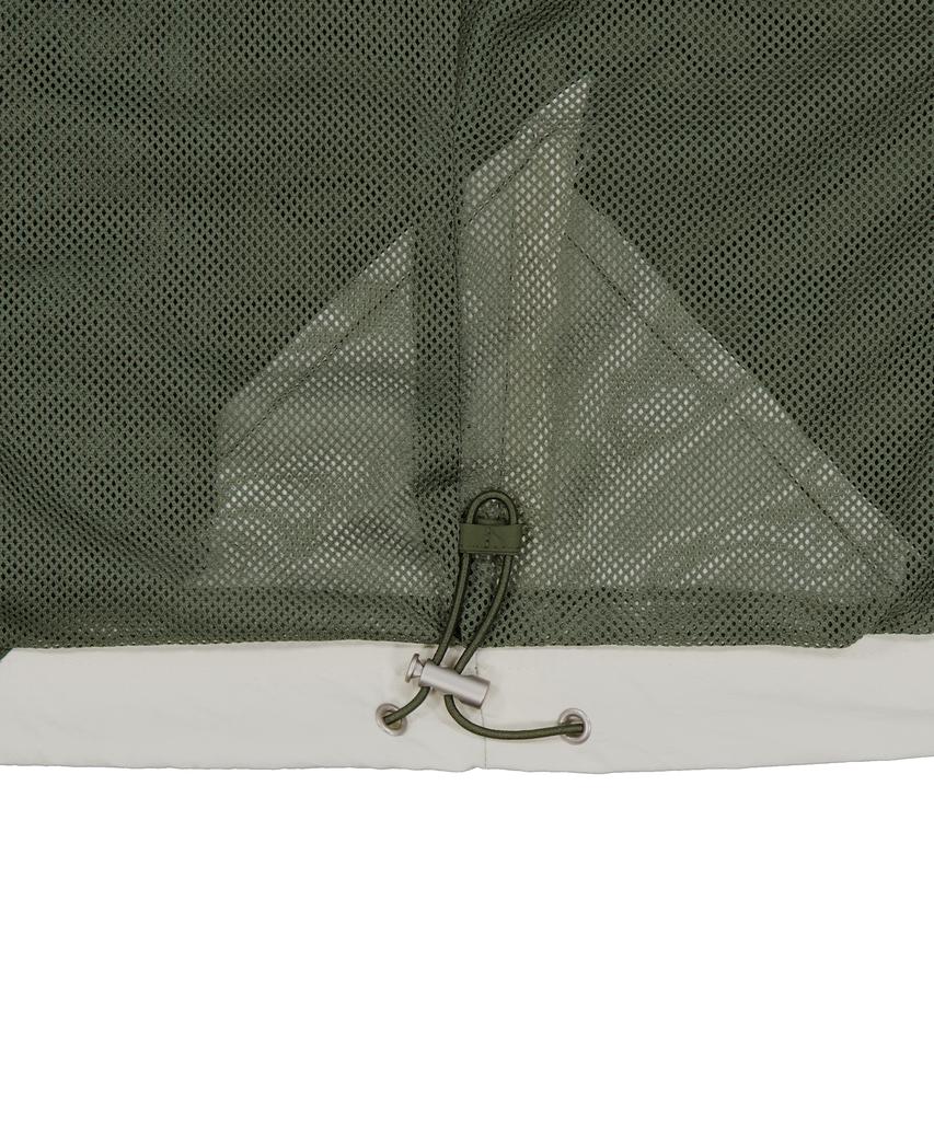 STANDARDERROR 87-Stan267 Nylon Shoulder Track Color Block Curved Hood Windbreaker Khaki