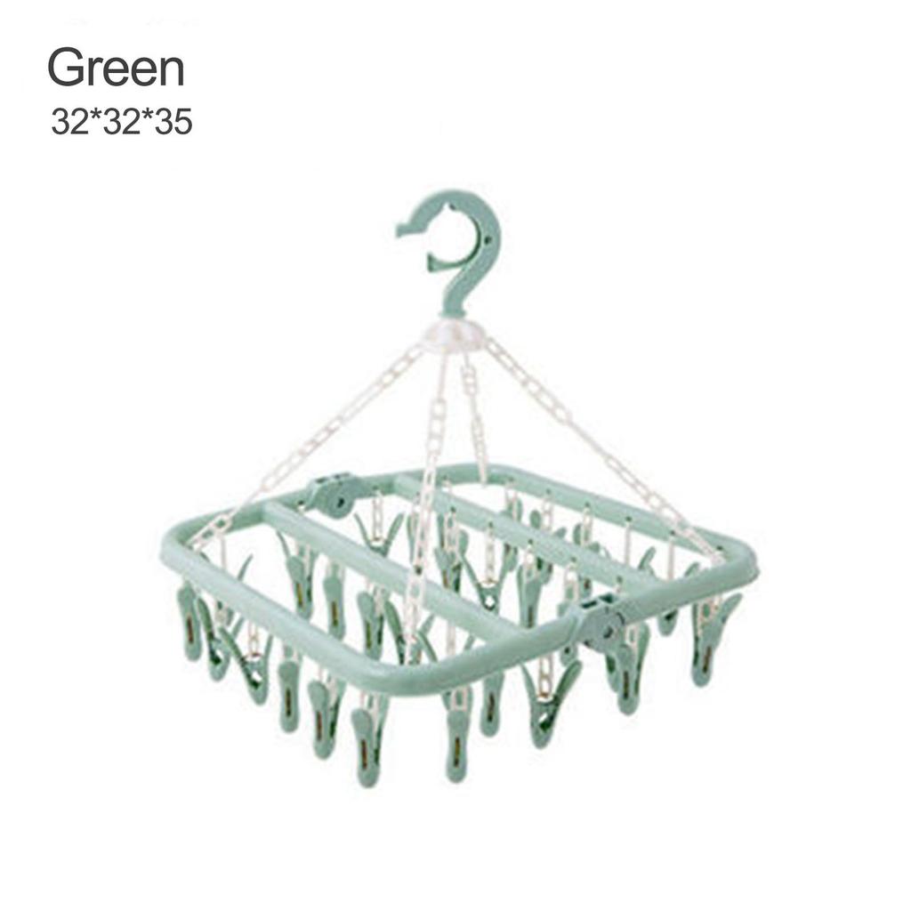 (SU)Plastic Foldable Clip Space Saving Indoor Socks Drying Rack