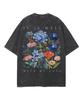 It Is Well With Soul Watercolor Wildflower Blue Hydrangea Chest Print Vintage Washed T‑Shirt Unisex Oversized Short Sleeve Tops