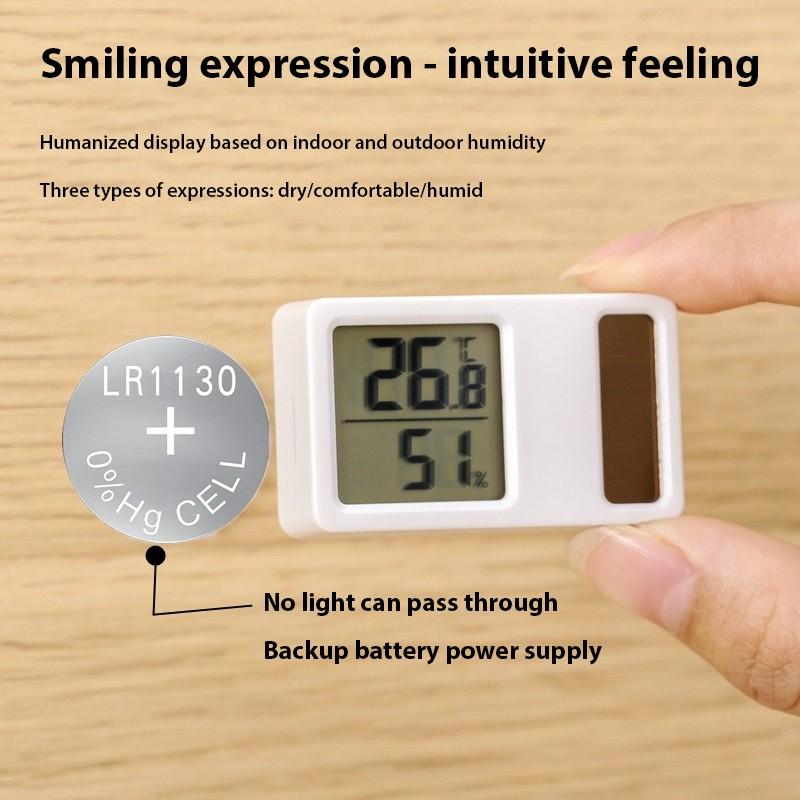 Solar-Thermohygrometer, elektronisches digitales Thermometer, selbstklebendes Mini-Celsius-Thermometer-Hygrometer