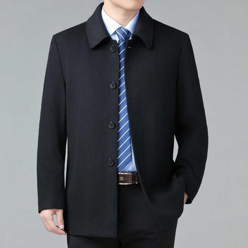 

Шерстяная куртка для мужчин среднего возраста, осенне-зимняя, деловая, лидерская, кадровая, отцовская куртка, шерстяная куртка на пуговицах для отца 195