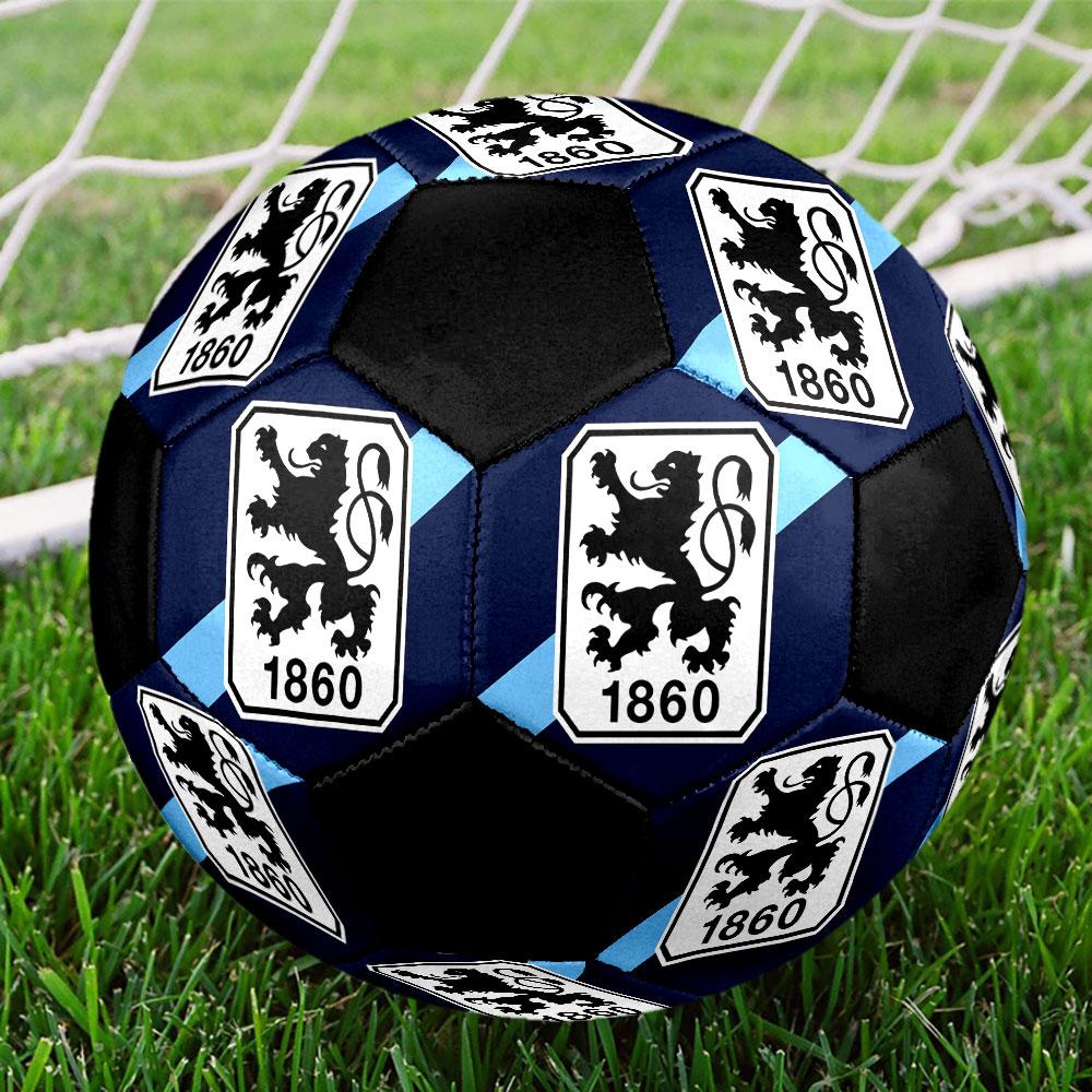Pallone da Calcio 1860 Monaco Taglia 5 Colorato Cucito a Macchina PVC Pronto per la Competizione Resistente Alta Rimbalzabilità