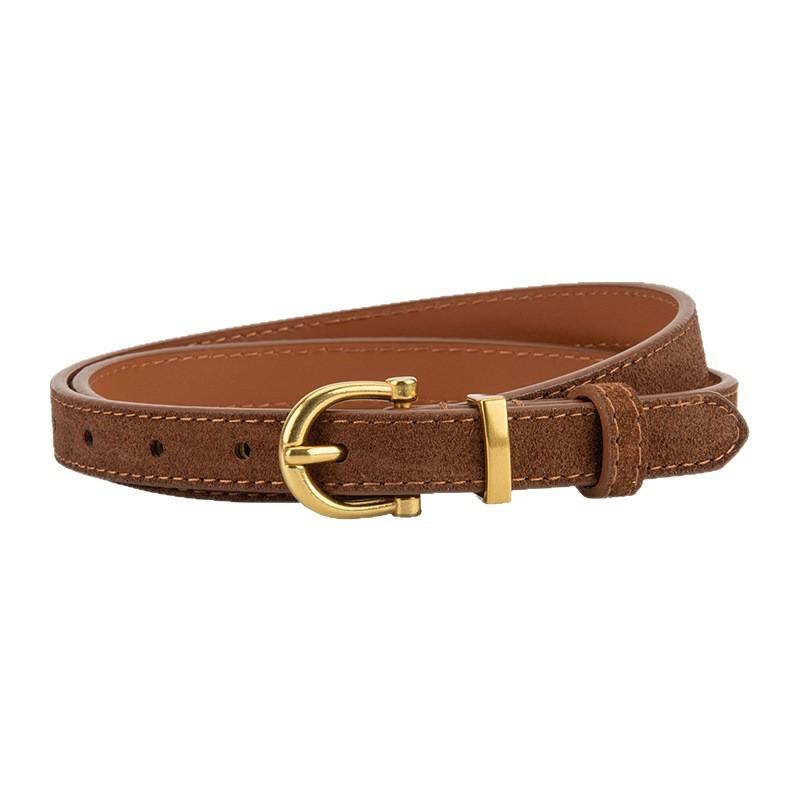 Frosted Reverse Velvet Cowhide Belt for Women Casual Style Alloy Pin Buckle Decorative Skirt Jeans Belt Genuine Leather Belt for Women