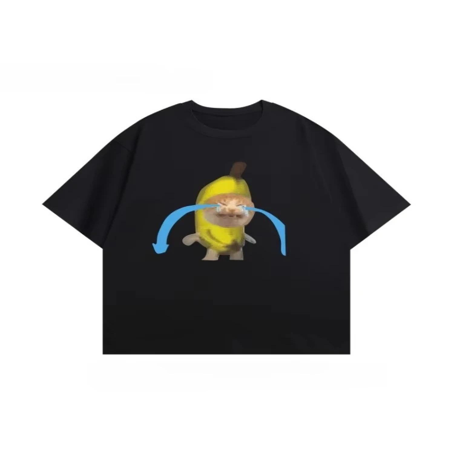 

Summer Kid Clothes Crying Cat Emoji Pattern Printed T-Shirt Style Cotton Versatile O-Neck Half-Sleeved Loose Children s Clothing S чёрный