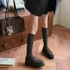Slimming Thickened Wool Pile Socks with Diamond-patterned Texture for Women, Long and Versatile Calf Socks, Solid Color School Style Long Leg Socks