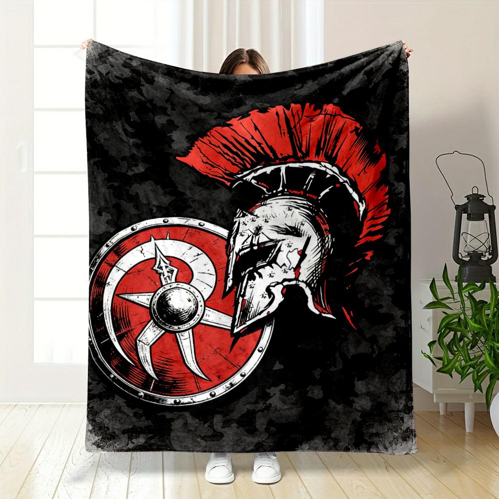 Spartan Helmet and Shield Artwork Blanket Flannel blanket for bedroom, living room, sofa, and nap sofas.