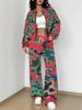 Simple Popular Autumn and Winter New European and American Women's Clothing Yellow-green Camouflage Printing Suit Women