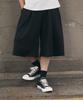 Beokeuldaun Comfort One-Pleat Long Wide Bermuda Sweatpants (Black)