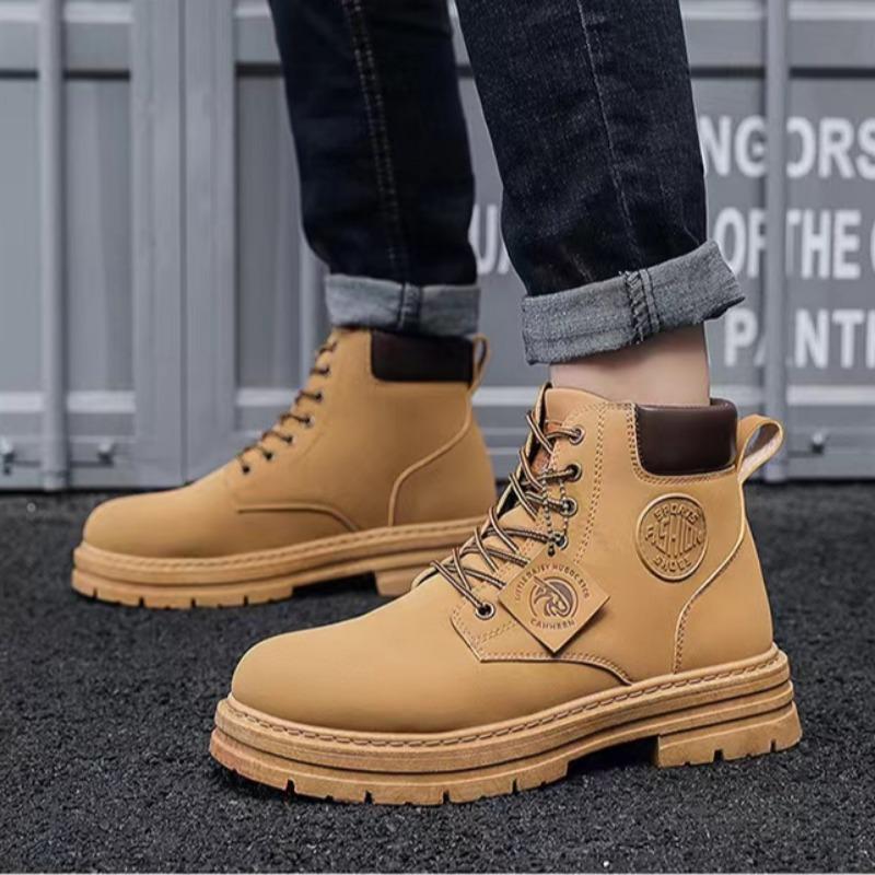 Men's Boots British Style Retro Autumn Ankle Boots Comfortable Waterproof Motorcycle Boots High Top Working Shoes  Botas Hombre
