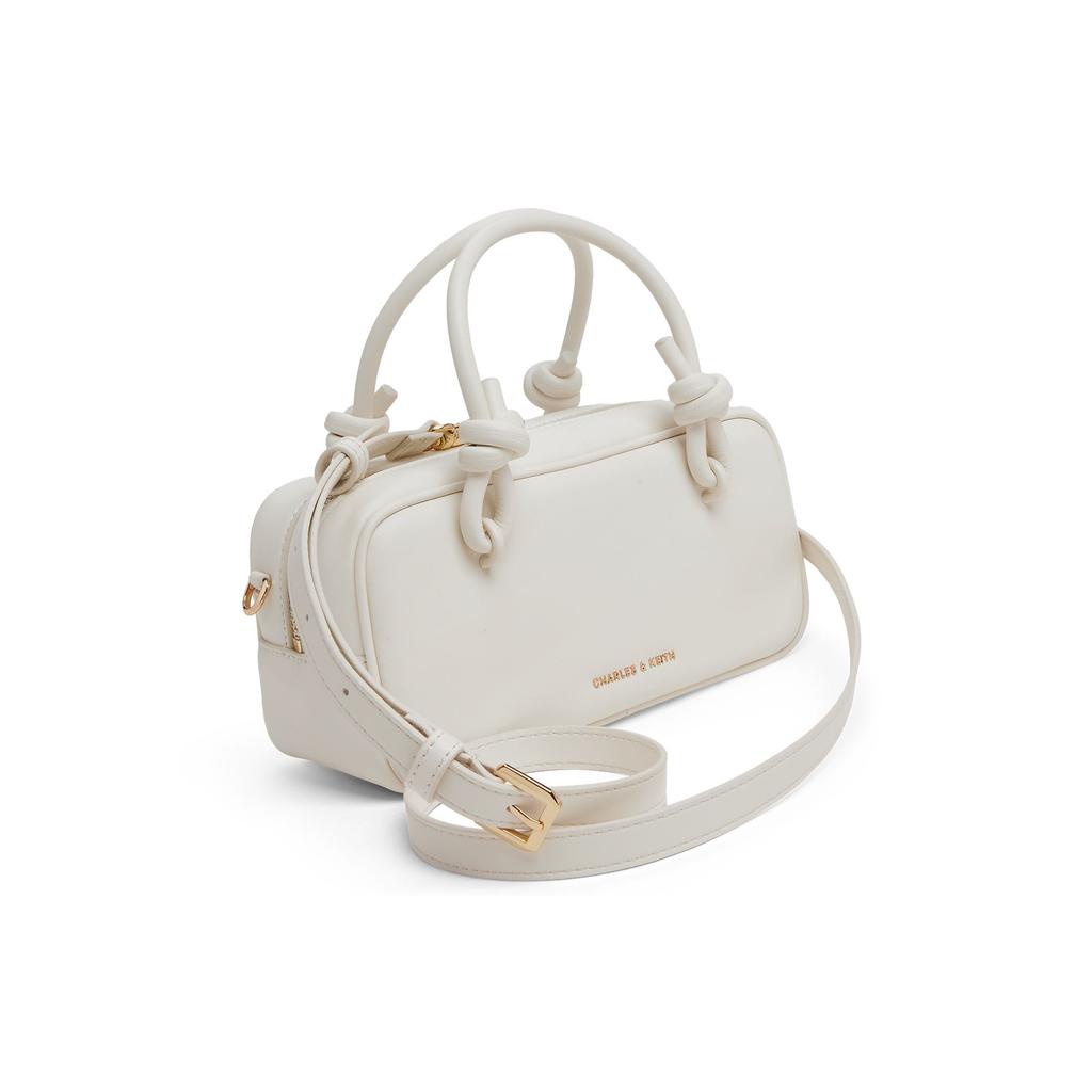 Charles & Keith Summer High-Value Popular Versatile Cream Color Soft Boston Bag Women Handbags CK2-30271574
