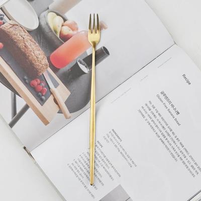 Abella Matte Stainless Steel Long Tea Fork Gold