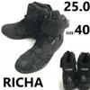 RICHA wodoodporne krótkie buty motocyklowe do jazdy po drogach 40 24.5 czarna skóra(UŻYWANY)