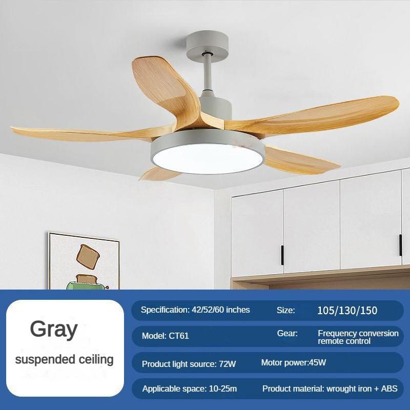42/52/60-inch Full Spectrum Restaurant Fan Light Variable Frequency Household LED Electric Ceiling Fan Light Nordic Big Five Leaf Ceiling Fan Lamp