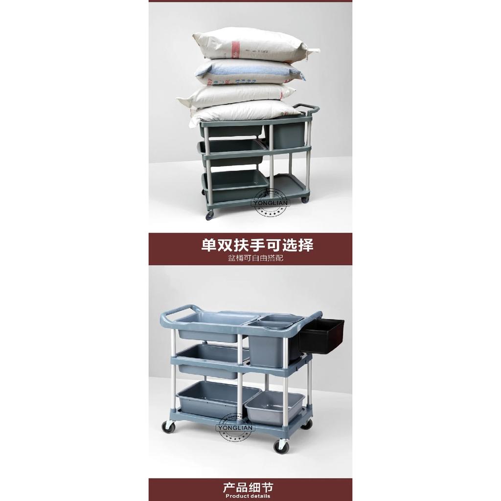 yjq thickened dining cart hotel trolley mobile hotel commercial hand push trolley