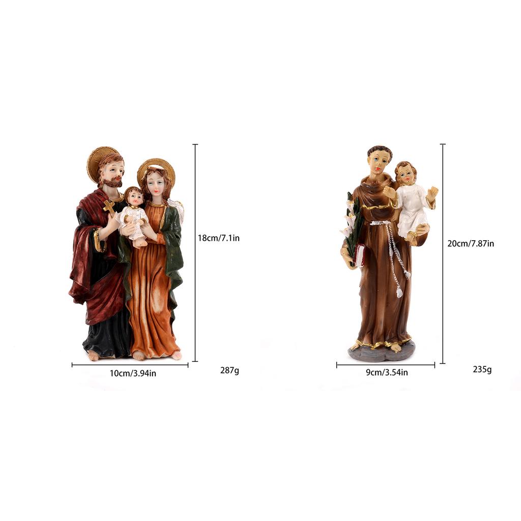 Holy Family Figurines Catholic Holy Family with Child Jesuses Standing Statues Religious Gift Christian Home Decors