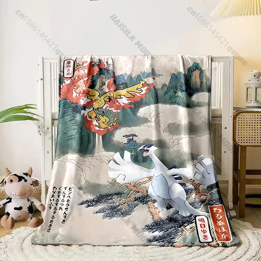 Best Seller! Classic Japanese Anime Pokemon Card Retro Charizard Print Blanket Home Travel Blanket Sofa Bedding Cover Blanket