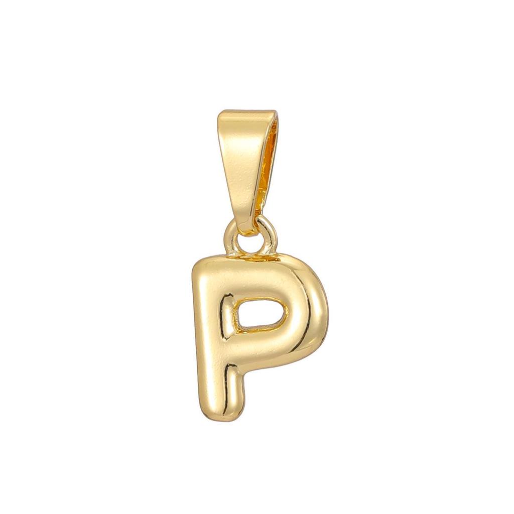 Pozłacany 18-karatowym złotem naszyjnik z mini zawieszką w kształcie litery bąbelkowej - Personalizowany 26 literami alfabetu angielskiego