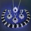 Multi Color Set with Zircon Earrings Bracelets Rings Necklaces Stylish Wedding
