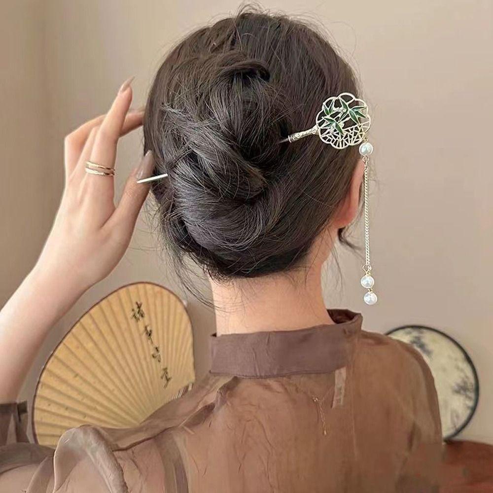 Kit Accessoires Cheveux : 1 Stick Chignon + 2 Barrettes Feuilles En Métal - Longueur 5 Pouces