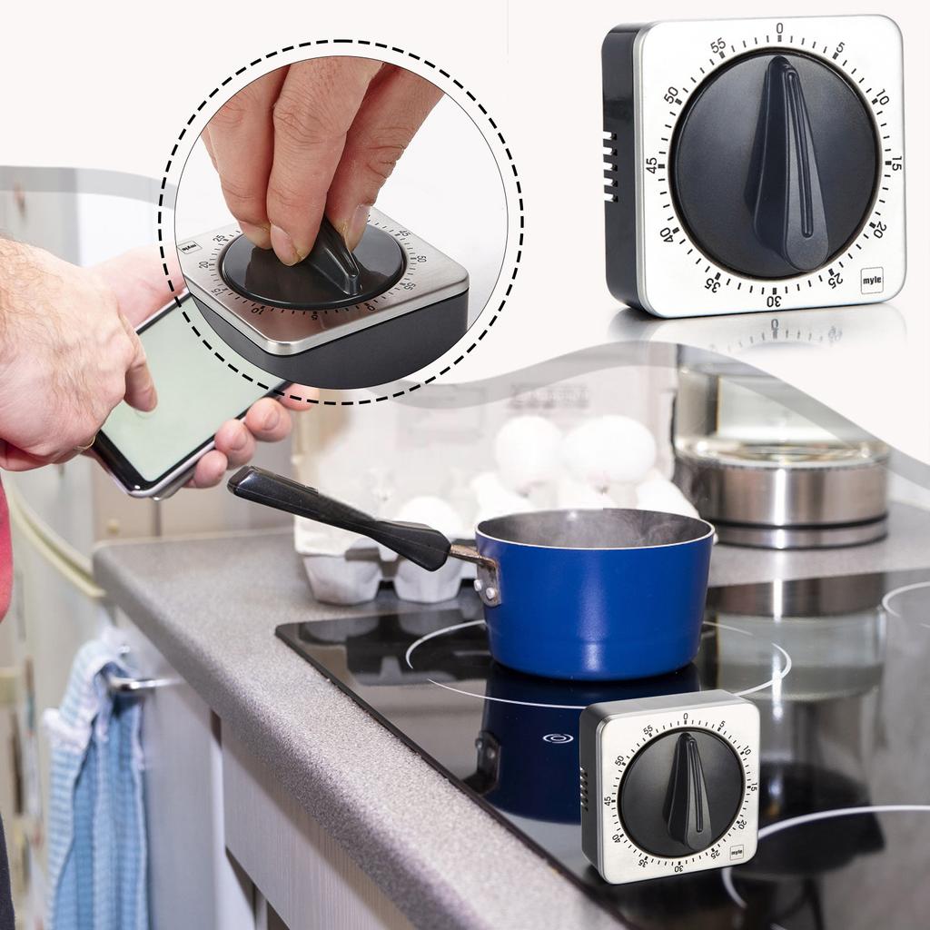 Kitchen Countdown Timer Magnetic 60 Minute Wind Up Mechanical Timer Stainless Steel For Home Baking Cooking Oven