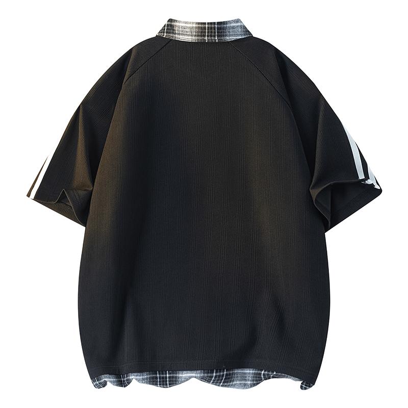Summer Short-sleeved T-shirt Shirt Color Block Men's POLO Shirt