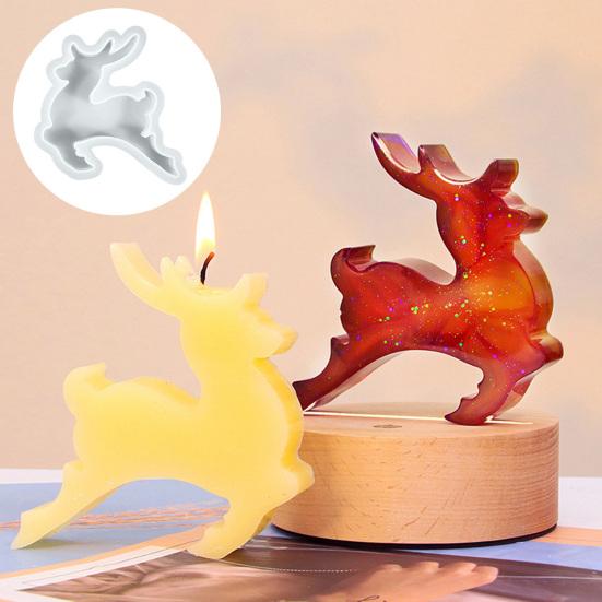 Christmas Reindeer Sleigh Mold Silicone Mold for Candle Holders Soap Plaster Crafts Flexible Non-Stick DIY Baking Mold for Holiday Decor