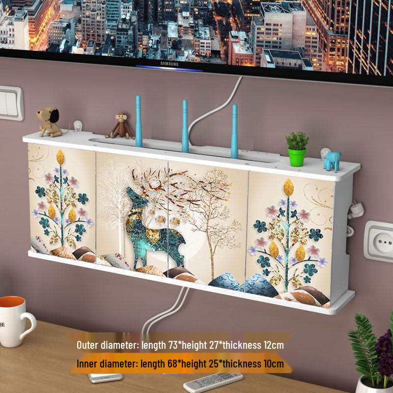 Wall-Mounted No-Drill WiFi Router and TV Set-Top Box Shelf for Living Room/Bedroom