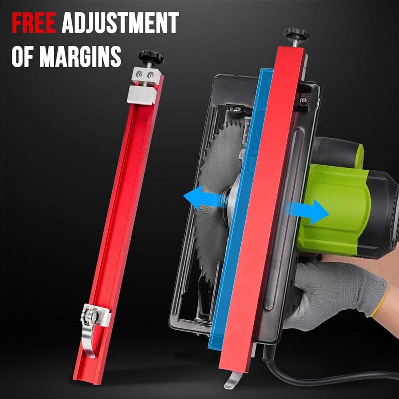 Circular Saw Guide Rail- Dual Lock 360Mm Alloy Fence Attachment For Parallel Straight Cuts And Wood Trimming