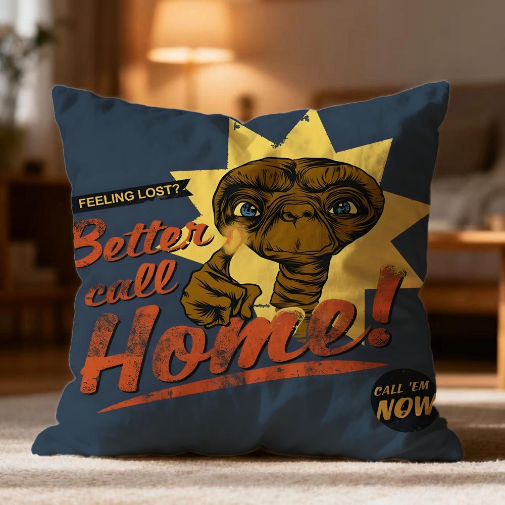 Hot E-ET. the Extra-Terrestrial Cushion Cover Soft Washable Pillow Case Multi-Scene for Couch Bed Travel Office Use