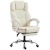 Office Chair with Reclining Function, Desk Chair, Height-Adjustable Swivel Chair with Footrest, 64 X 73 X 120 Cm, Beige