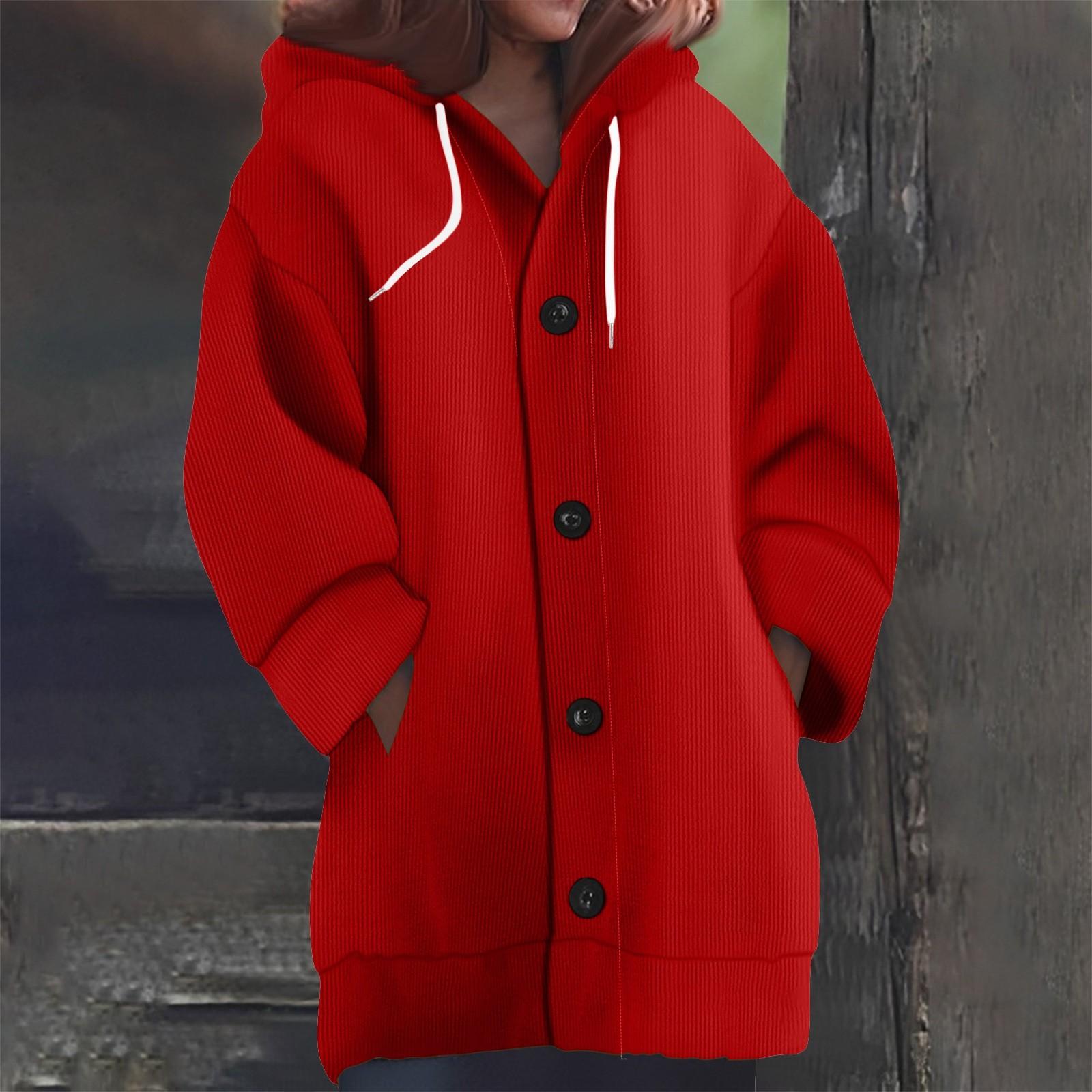 

Свитшоты для женщин Вязаный свитер с длинным рукавом Принт Вязаный худи с пуговицами Кардиган Пальто XL винный