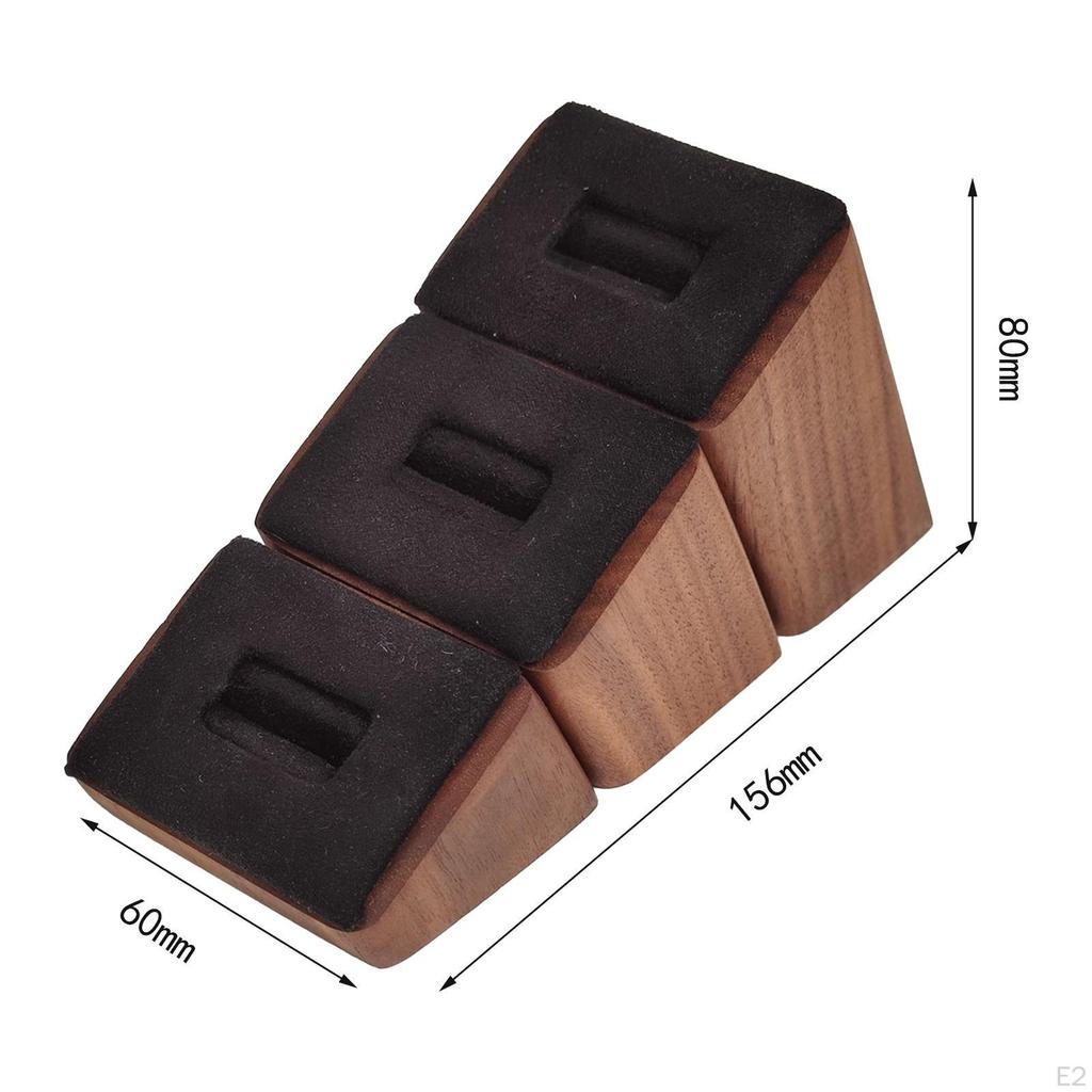 3 Pieces Ring Holder Wood Display Jewelry Support Organizing Tray Drawer Dressing Table