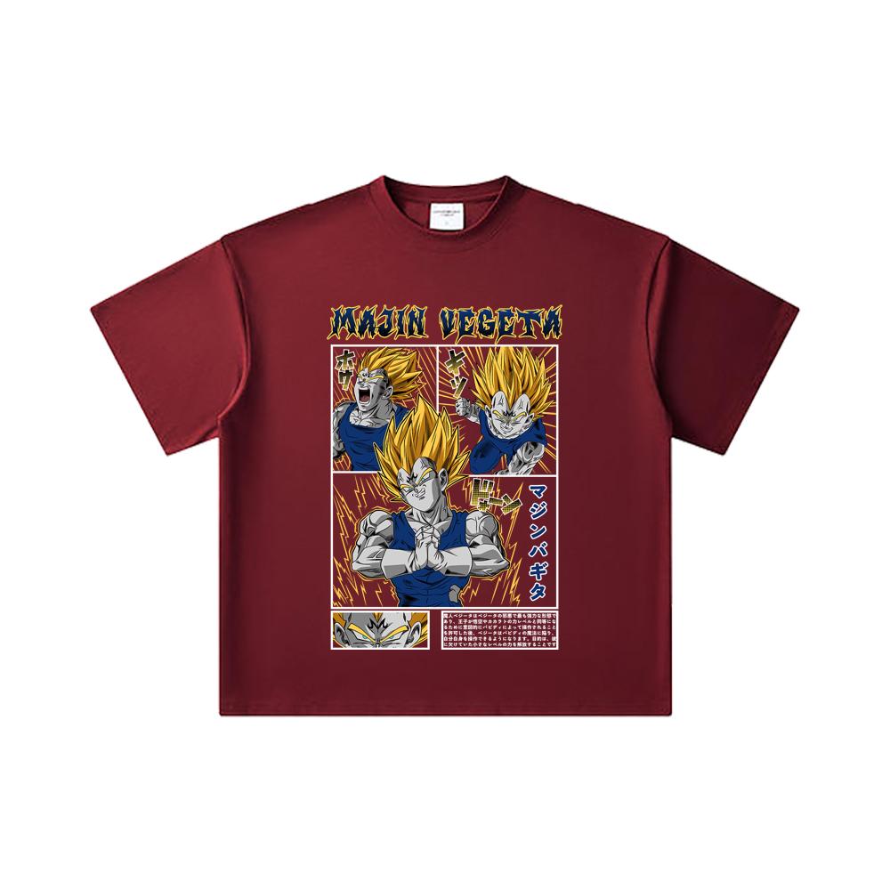 260 GSM Double Yarn 32 Count 100% Cotton Dragon Ball V45 Majin Vegeta Print Unisex Heavy Cotton T Shirt